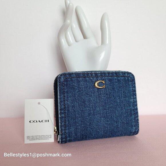 COACH Billfold Small Wallet in Denim -Deep Blue color ⭐ - Picture 3 of 16